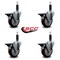 Service Caster 4'' Maroon Poly Swivel 1'' Expanding Stem Caster Set with Brake, 4PK SCC-EX20S414-PPUB-MRN-PLB-1-4 - alternate 4
